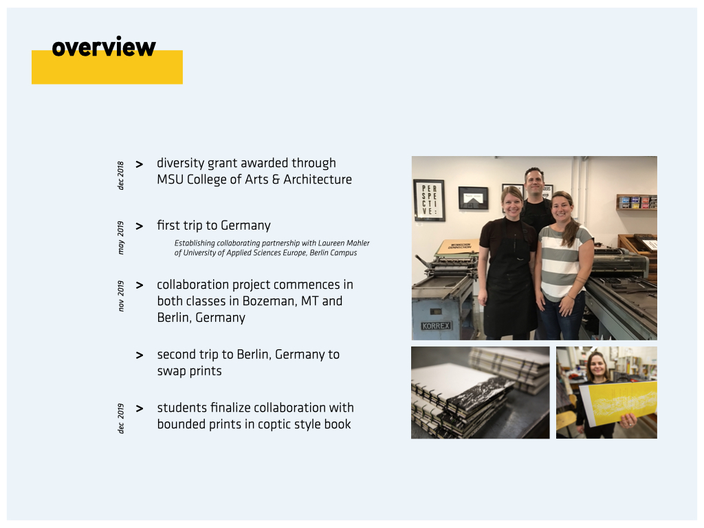Presentation slide with project timeline and photos