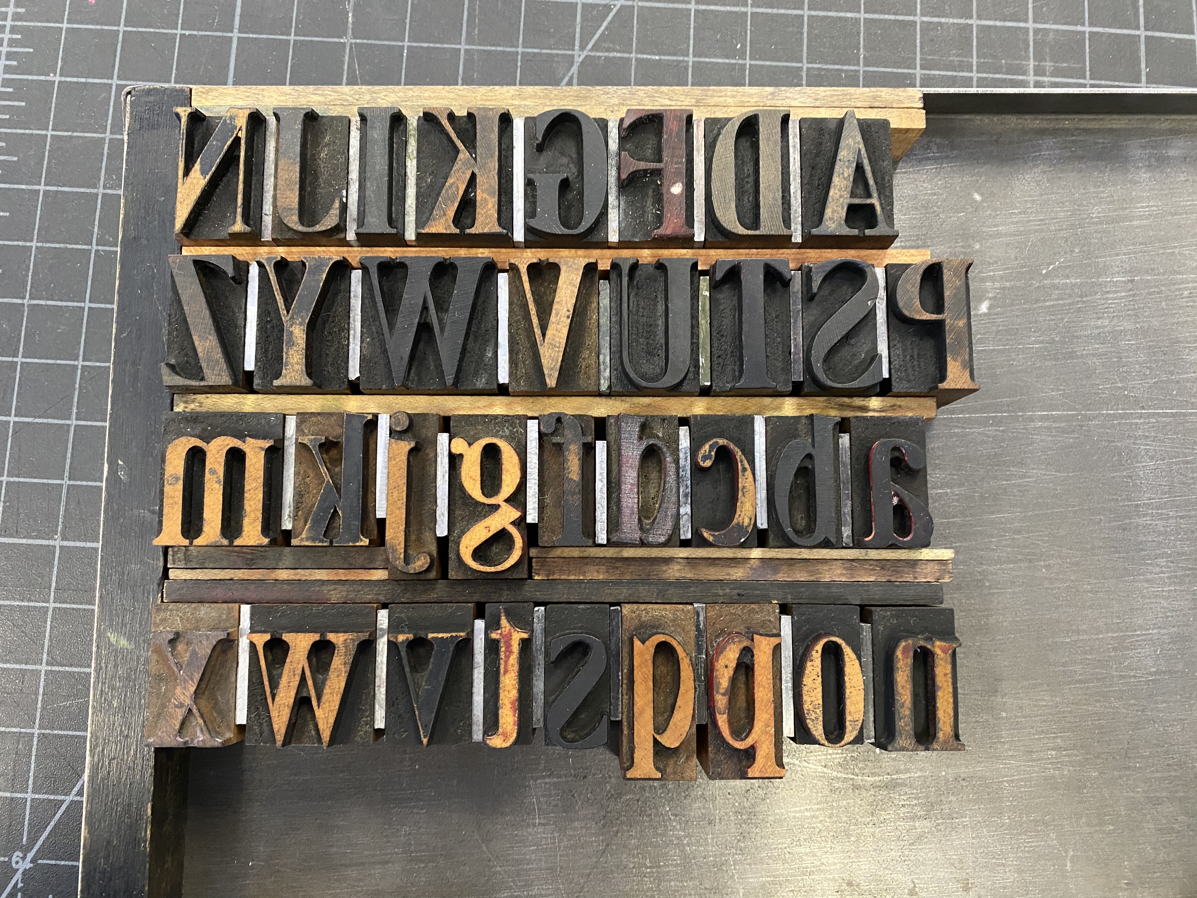 Wood type set in a chase